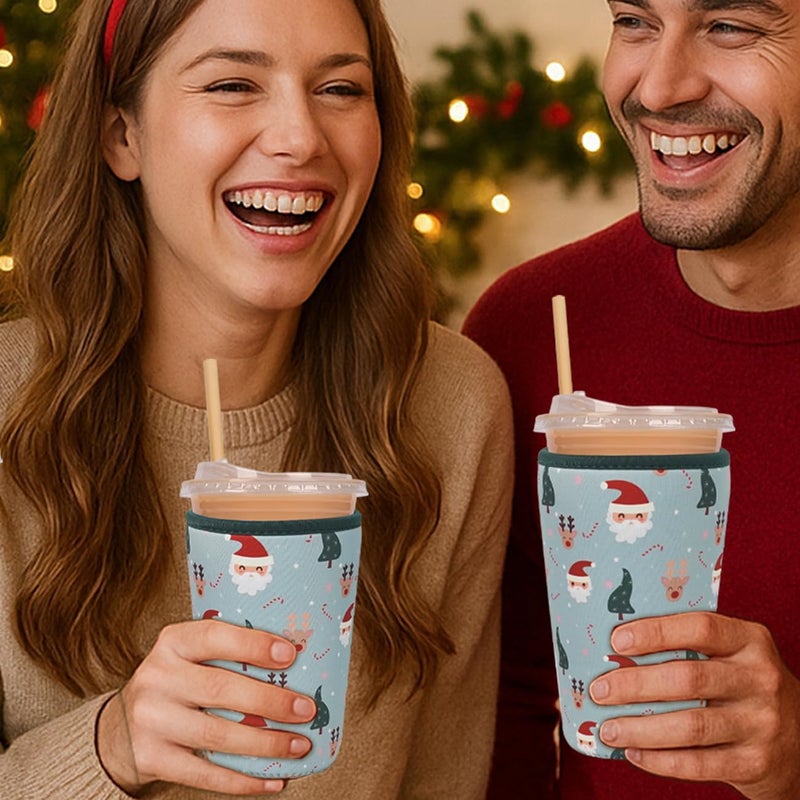 Haevola Christmas Gift for Women, Men, Grandkids, Xmas Iced Coffee Sleeve, Drink Sleeve for Cold & Hot Beverages, Reusable Cup Insulated Holder - Image 2